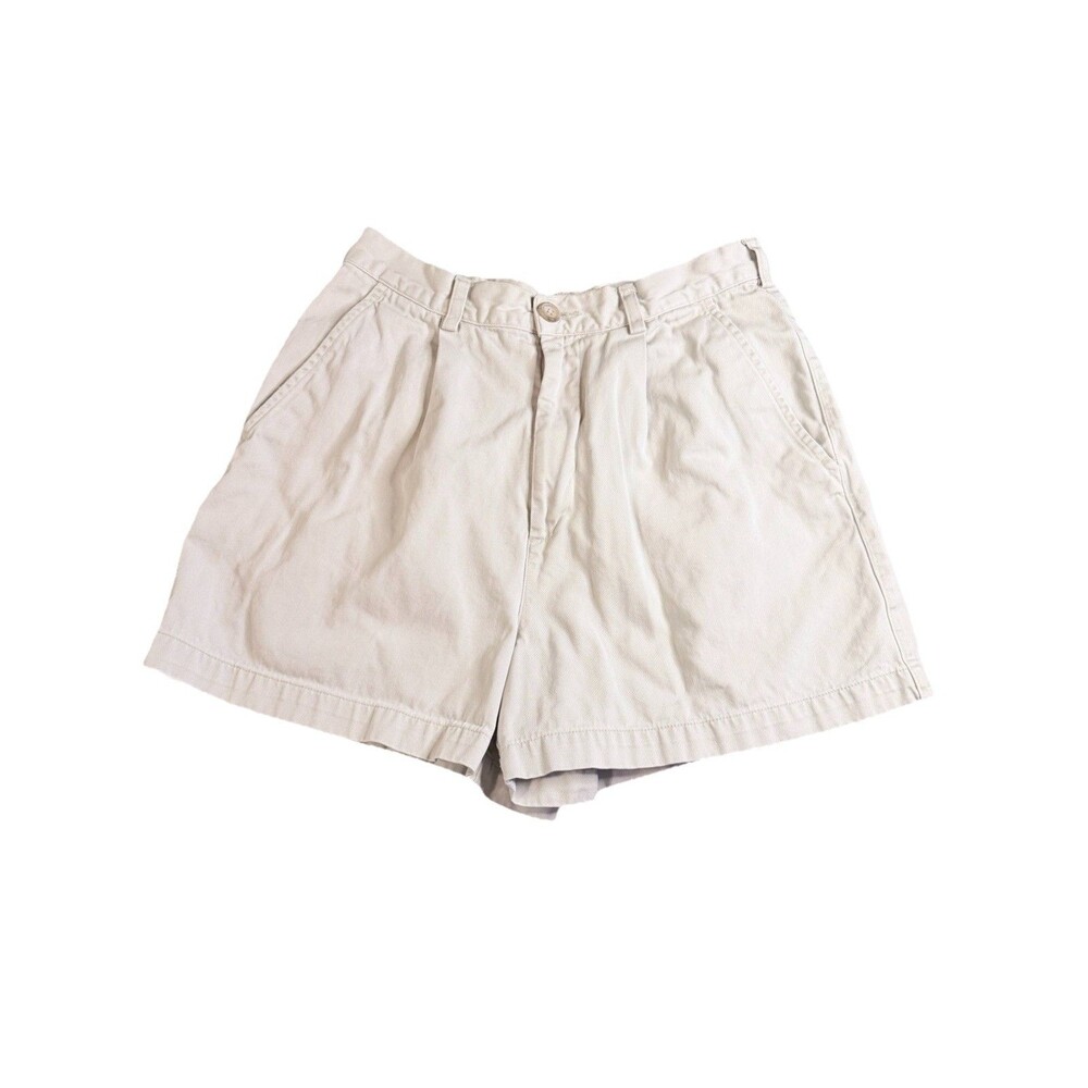 Banana Republic Womens Shorts Size 10 Ivory Pleated High Rise Cotton Chino 28W